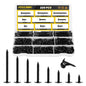 Wood Screws Assortment Kit, FIXLINK 220 PCS High Hardness Truss Head Black Wood Screws Set, Phillips Drive Assorted Screws, Contain 8 Size (,2”,1-5/8”,1-1/2”,1-1/4”,1”,3/4”,5/8”,1/2”), Black