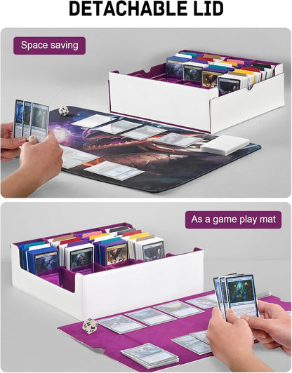 ZLCA Card Storage Box for MTG PTCG, Commander Deck Box Holds 3000+ Cards, Card Storage Case with 4 Stoppers, Card Organizer for TCG Sport Cards (Black)