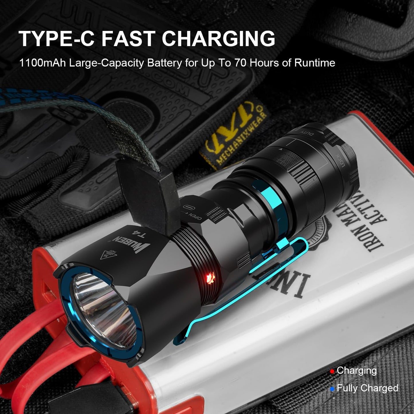 WUBEN T4 Flashlight Rechargeable, Mini Tactical Flashlight Military Grade 401M Long Throw, Small Flashlight with Tactical/Duty/Lock 3 Modes, EDC Flash Light for Police, Emergency and Daily Use