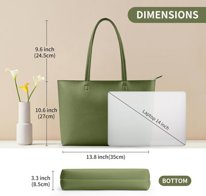 KALIDI Tote Bag Zipper Shoulder Bag Faux Leather Purses for Women Large Casual Handbag Work Dating College