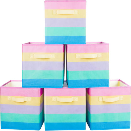 ShellKingdom Storage Bins, Foldable Fabric Storage Cubes And Cloth Organizer Drawer For Closet And Toys, 6 Pack (Lavender+Light Blue+Pink)