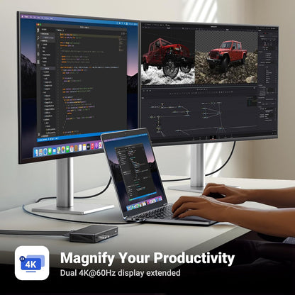 UGREEN Revodok Pro 209 USB C Docking Station, 9-in-1 DisplayLink Dual 4K@60hz Triple Extended Modes for MacBook, 2 DP & 2 HDMI Ports, 10Gbps USB C & USB-A Data, 100W PD, Ethernet for macOS, Windows