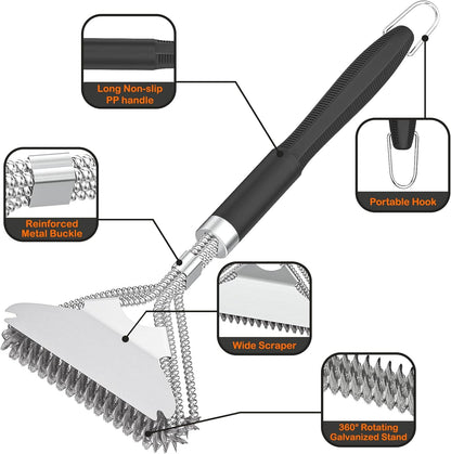 2 Packs BBQ Grill Brush, BBQ Brush Cleaner for Grill, BBQ Accessories Cleaning Brush, BBQ Brush Bristle Free Suitable for Gas, Charcoal, Infrared & Barbecue Grill