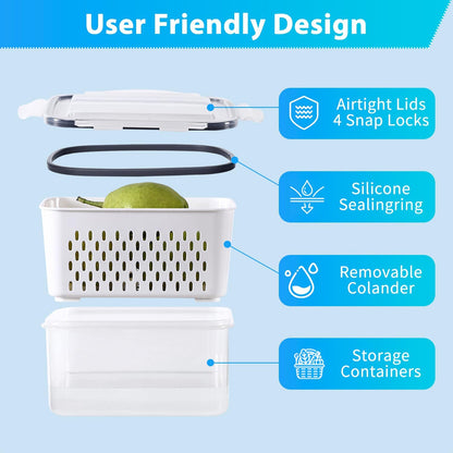 Pure Future 50-Piece Large Airtight Food Storage Containers with Lids, BPA-Free Stackable & Microwave Safe Kitchen Set for Meal Prep, Freezer Use - 25 Containers & Lids, Leakproof Design