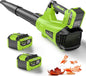 GREENER 21V Leaf Blower Cordless - 460CFM/145MPH Turbo Mode Electric Leaf Blower with 2 X 4.0Ah Battery and Fast Charger Included, Blowing Leaves and Dust, Patio Cleaning