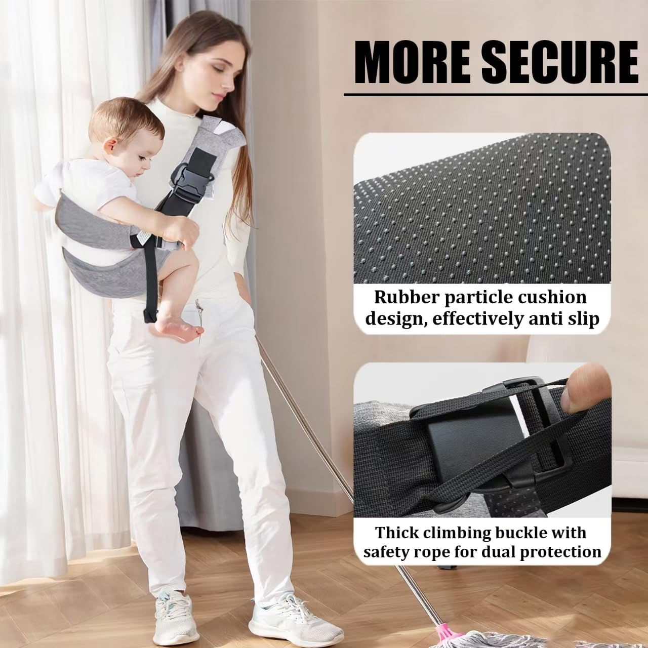 Easy to Carry Carrier - Compact Toddler Carrier with Adjustable Strap, Soft Lining, Non-Slip Hip Seat for Babies and Toddlers (7-45 lbs, 6-48 months)