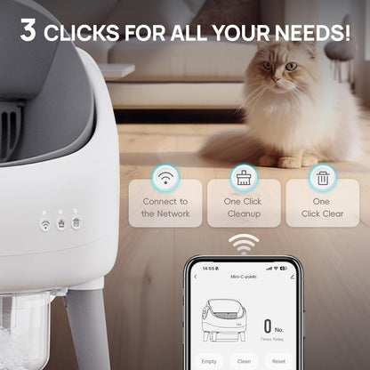 Open-Top Self Cleaning Litter Box, Automatic Litter Box for Multiple Cats, Smart APP Control, Dual Safety Protection