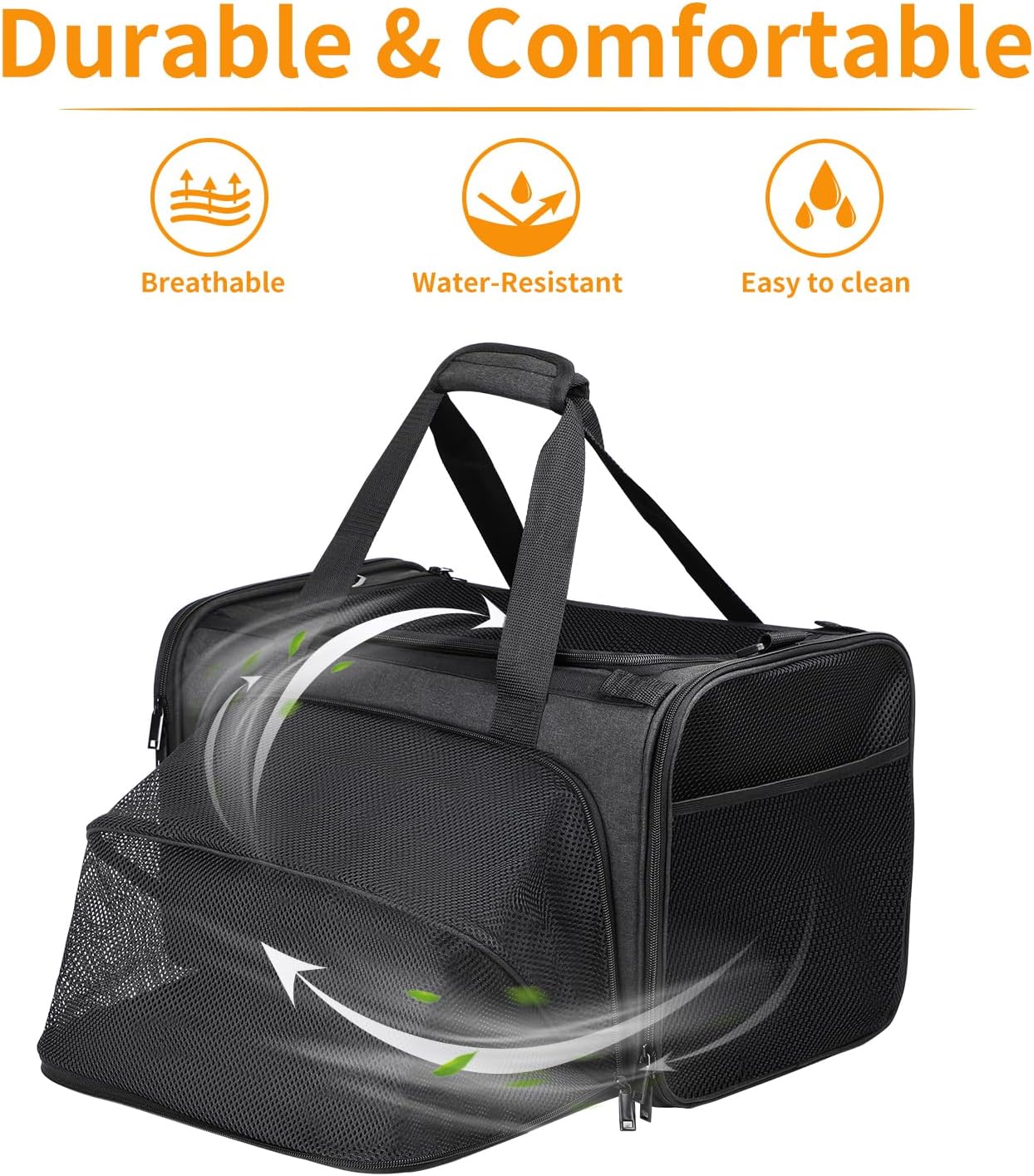 Alioth Cat Carrier, Soft-Sided Mesh Pet Airline Travel Carrier Bag, Portable Small Medium Cats Carrier, Collapsible Breathable Puppy Carrier, Black