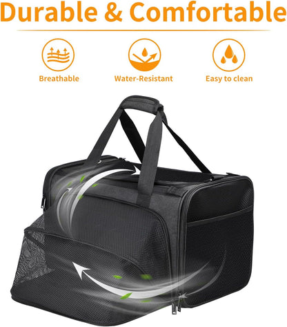 Alioth Cat Carrier, Soft-Sided Mesh Pet Airline Travel Carrier Bag, Portable Small Medium Cats Carrier, Collapsible Breathable Puppy Carrier, Black