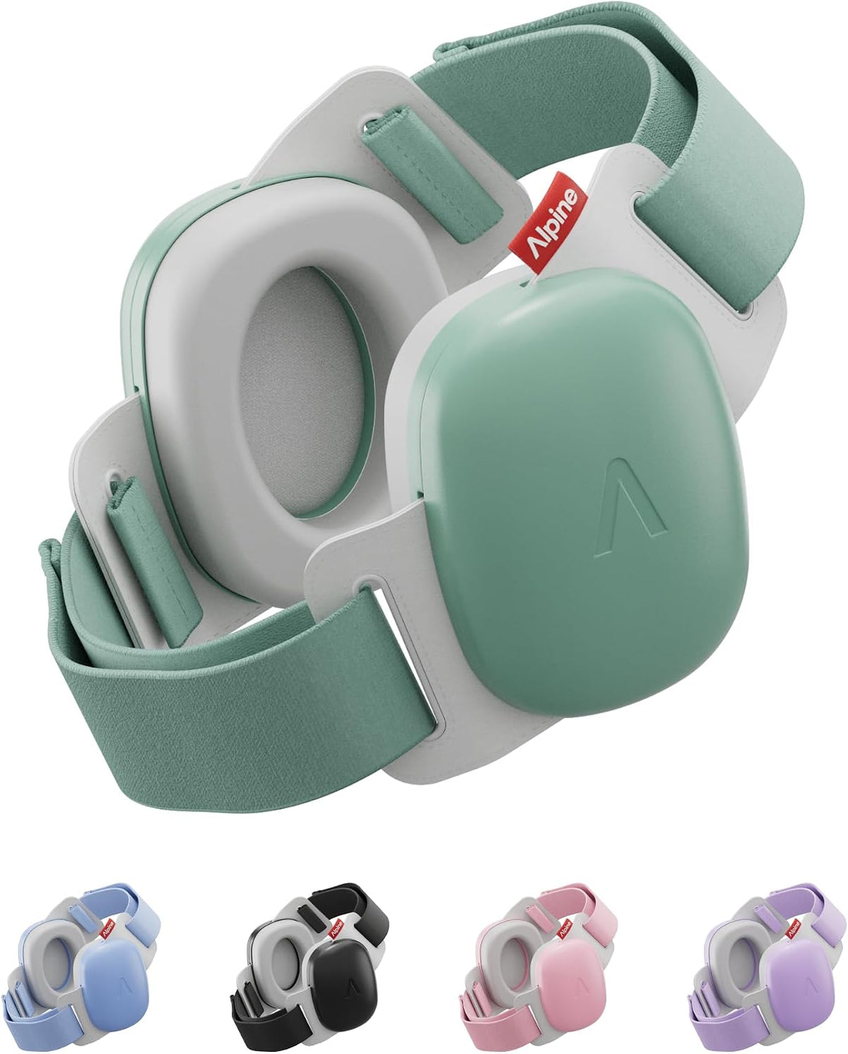 Alpine Muffy Baby Comfort - Baby Ear Protection Noise Cancelling - CE & ANSI Certified - Unique Headband for Safe fit & Comfort - Multi-adjustable for Ages 3-48 Months - 24dB Sound Reduction, Green