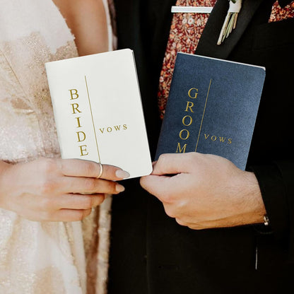 WeddingGiftsWedding Vow Books His and Hers Soft Touch Gold Foil Engraving Vow Books Wedding Essentials Wedding Accessories(TR-HH-Black)