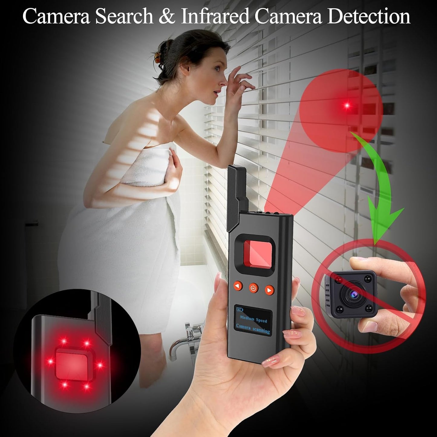 KAXYUYA Camera Finder, Hidden Camera Detector Bug Detector, Tracker Detector, Personal Privacy Protection Device for Car, Hotel, Meeting, Travel