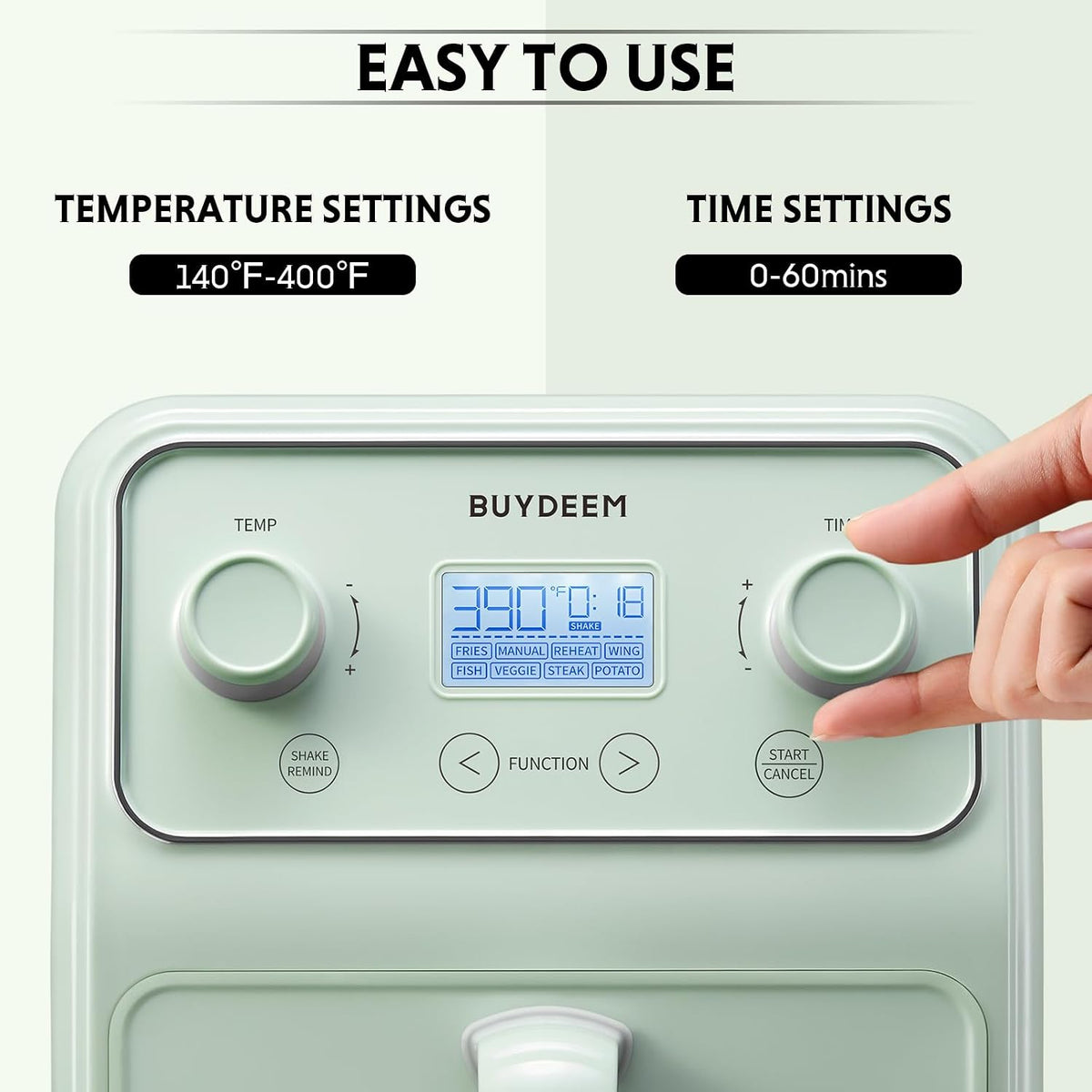 BUYDEEM F51 Air Fryer, Visible Window, One-Touch Control with LCD Display