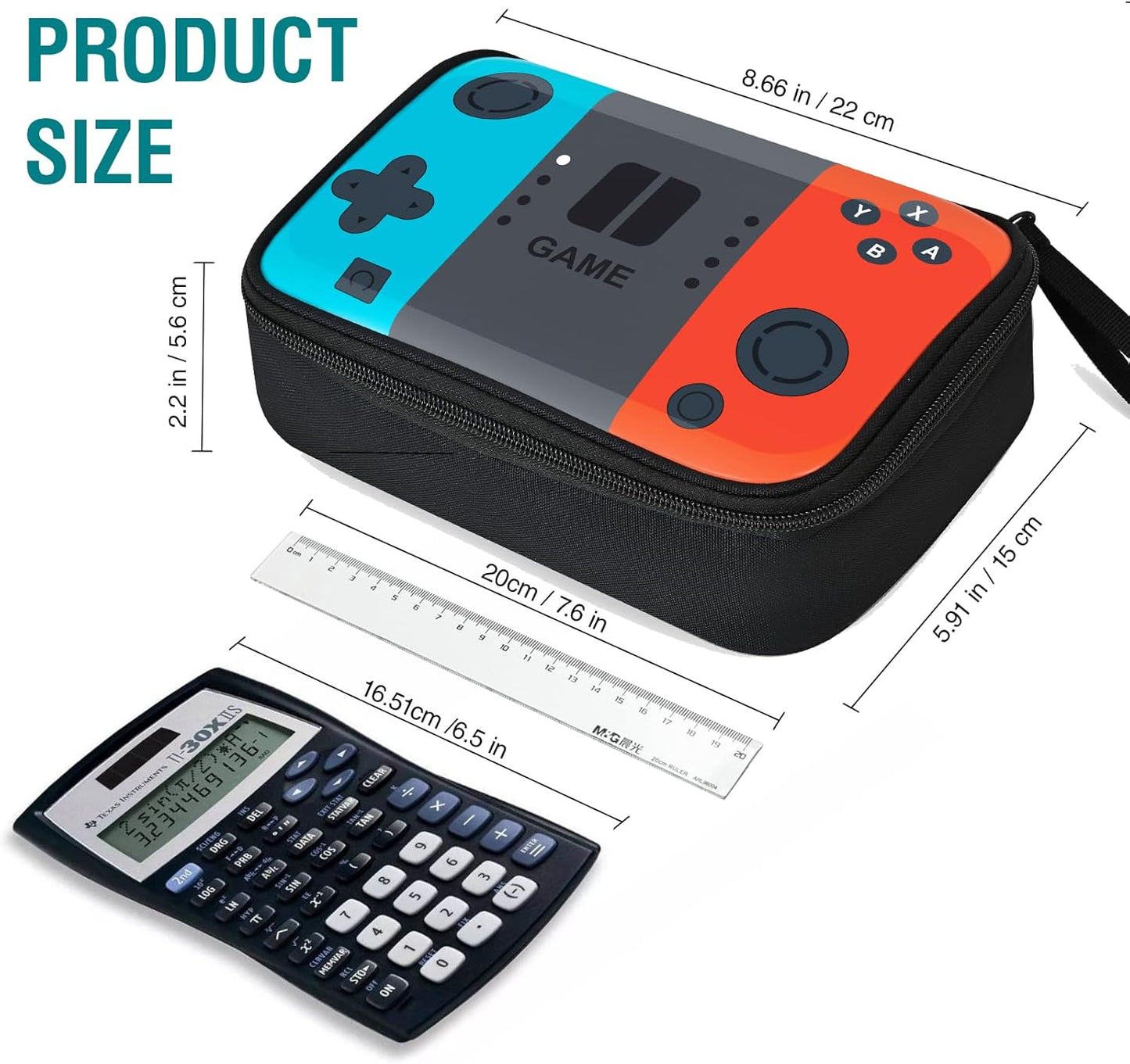 Gamer Pencil Case for Boys, Large Cute Pencil Pouch for Kids Teens with Handle, Sturdy School Supplies Marker Pen Organizer, Big Pen Box Pouch Pencil Bag for Art Office Student School Supply
