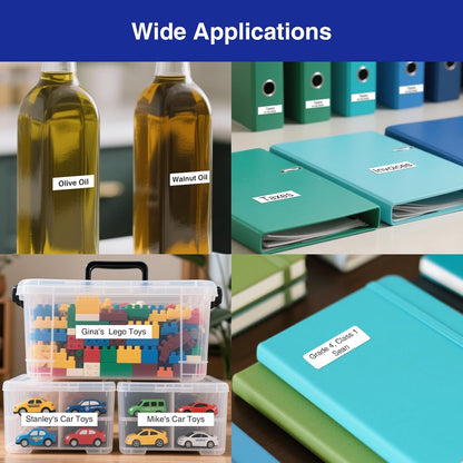 SUPVAN E11 Bluetooth Label Maker Machine with 4 Tapes, Support Keyboard & App with 40 Fonts and 450+ Icons, Rechargeable Inkless Labeler for Home, Kitchen, Office, School, Organization, Black