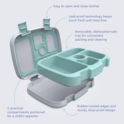 Bentgo Kids Prints (Unicorn) - Leak-Proof, 5-Compartment Bento-Style Kids Lunch Box - Ideal Portion Sizes for Ages 3 to 7 - BPA-Free and Food-Safe Materials