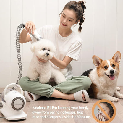 neabot P1 Pro Pet Grooming Kit & Vacuum Suction 99% Pet Hair, Professional Grooming Clippers with 5 Proven Grooming Tools for Dogs Cats and Other Animals1