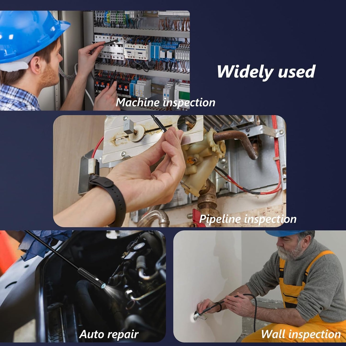 Endoscope Camera with Light, Ennovor 1920P HD, Endoscope Inspection with 8 Adjustable LED Lights, Borescope with Flexible Rigid Snake Camera, IP67 Waterproof and No WiFi Required, for Android iOS