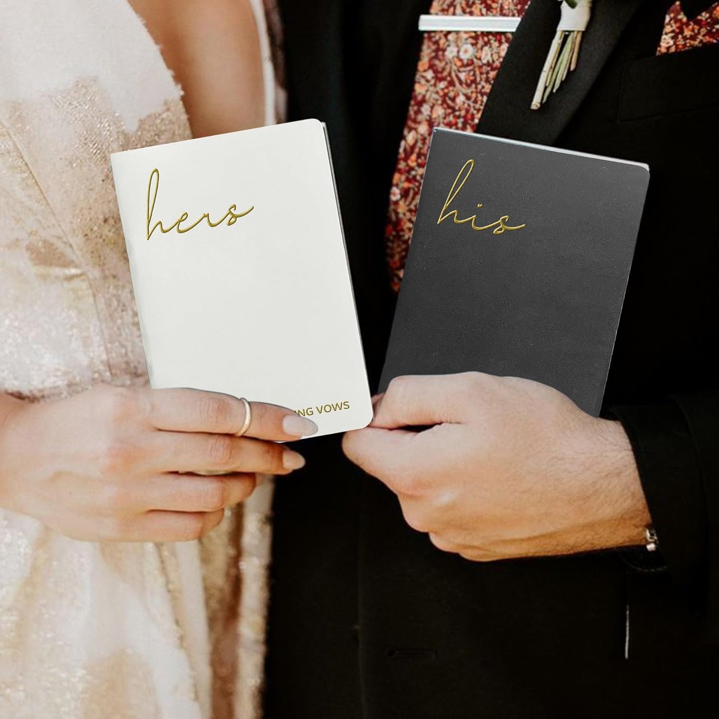 WeddingGiftsWedding Vow Books His and Hers Soft Touch Gold Foil Engraving Vow Books Wedding Essentials Wedding Accessories(TR-HH-Black)