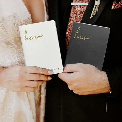 WeddingGiftsWedding Vow Books His and Hers Soft Touch Gold Foil Engraving Vow Books Wedding Essentials Wedding Accessories(TR-HH-Black)