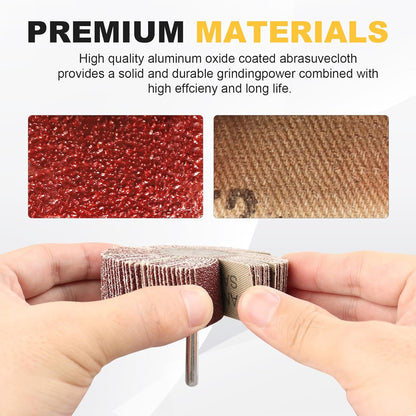 AOKLIT 24 Pcs 80 Grit 1/4inch Abrasive Flap Wheel Sander Set,Aluminum Oxide Flap Wheels Cylindrical Cone Shape Sanding Wheel for Remove Rust and Weld Burr