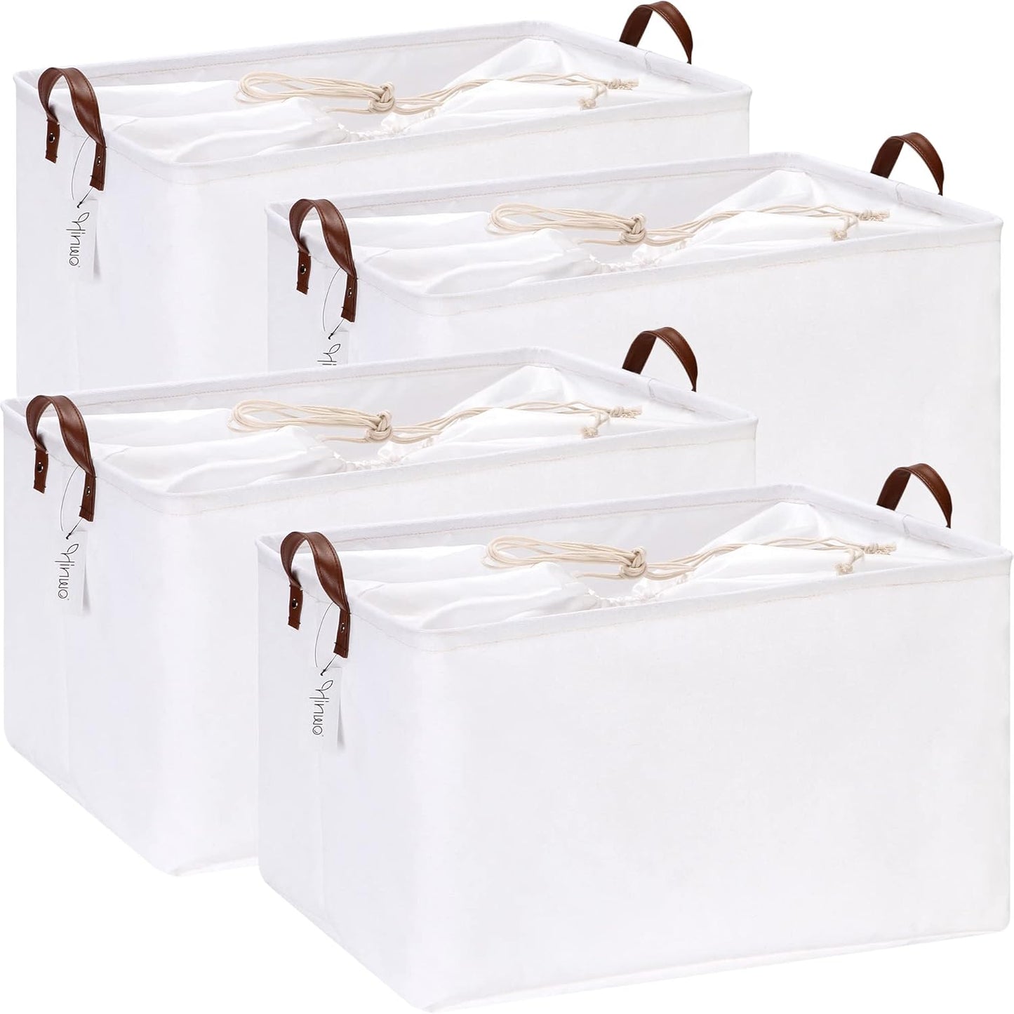 Hinwo 6-Pack Small Canvas Fabric Storage Baskets Set with Handles, Open Storage Bins, Cube Storage Organizer, Shelf Organizer Bins for Closet, 7.9L, 12 x 8 x 5 Inches, Grey Stripe