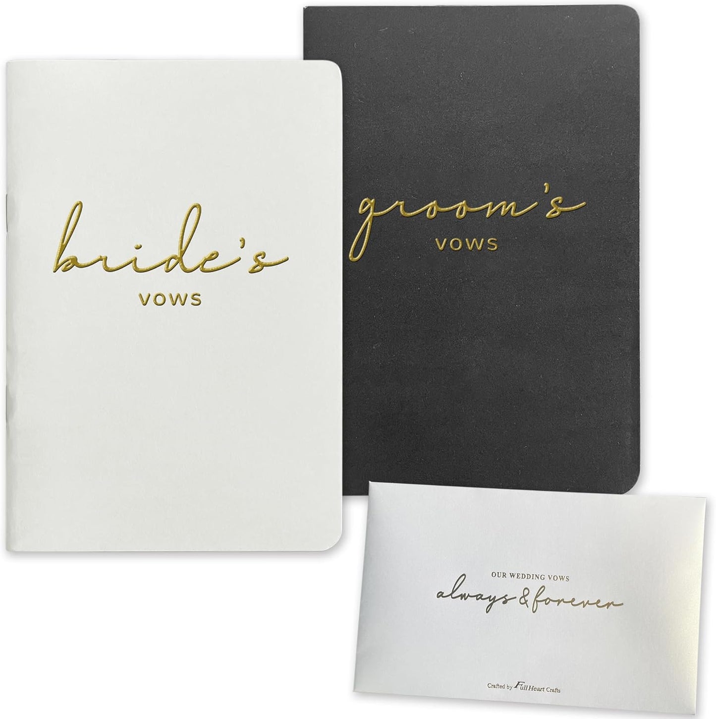 WeddingGiftsWedding Vow Books His and Hers Soft Touch Gold Foil Engraving Vow Books Wedding Essentials Wedding Accessories(TR-HH-Black)