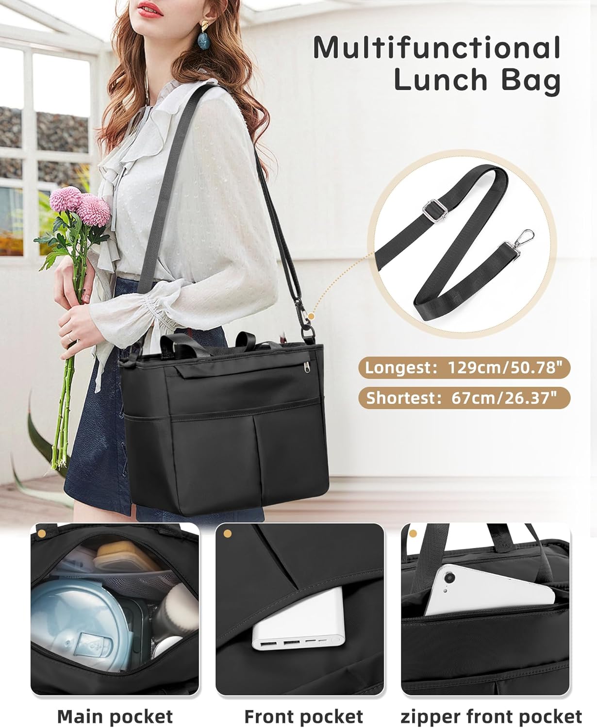 Lunch Bag Insulated Lunch Box Leakproof Lunch Tote Bags for Women Men,Portable Thermal Cooler Bag Lunch Containers with Shoulder Strap for Work, Family, Picnic, School, Outdoor,BBQ C2-Pinkpurple