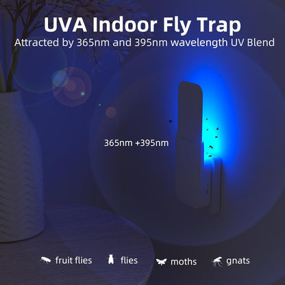 Mosalogic Fly Trap Plug in Mosquito Killer Gnat Moth Catcher Fly Tapper Indoor with Night Light for 400 Sq Ft of Protection White-1PACK