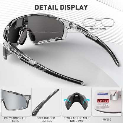 KAPVOE Polarized Cycling Glasses Men Women Mountain Bike Glasses MTB Riding TR90 Sport Sunglasses Running Bicycle Triathlon