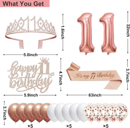 40th Birthday Decorations for Women,32pcs 40th Birthday Party Decorations,Including Backdrop, Crown,Sash,banner, Hanging Swirl,Cake Topper,balloons,Paper Fans,Anniversary Card and paper fans