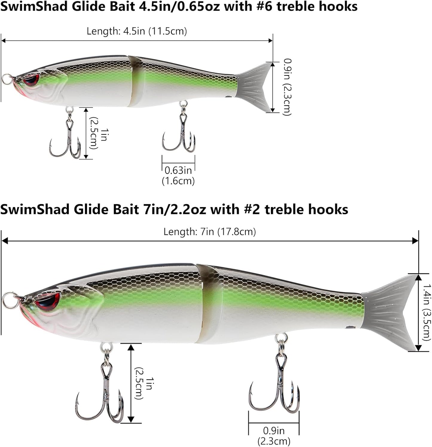 Bassdash SwimShad Glide Baits Jointed Swimbait Bass Pike Salmon Trout Muskie Fishing Lure