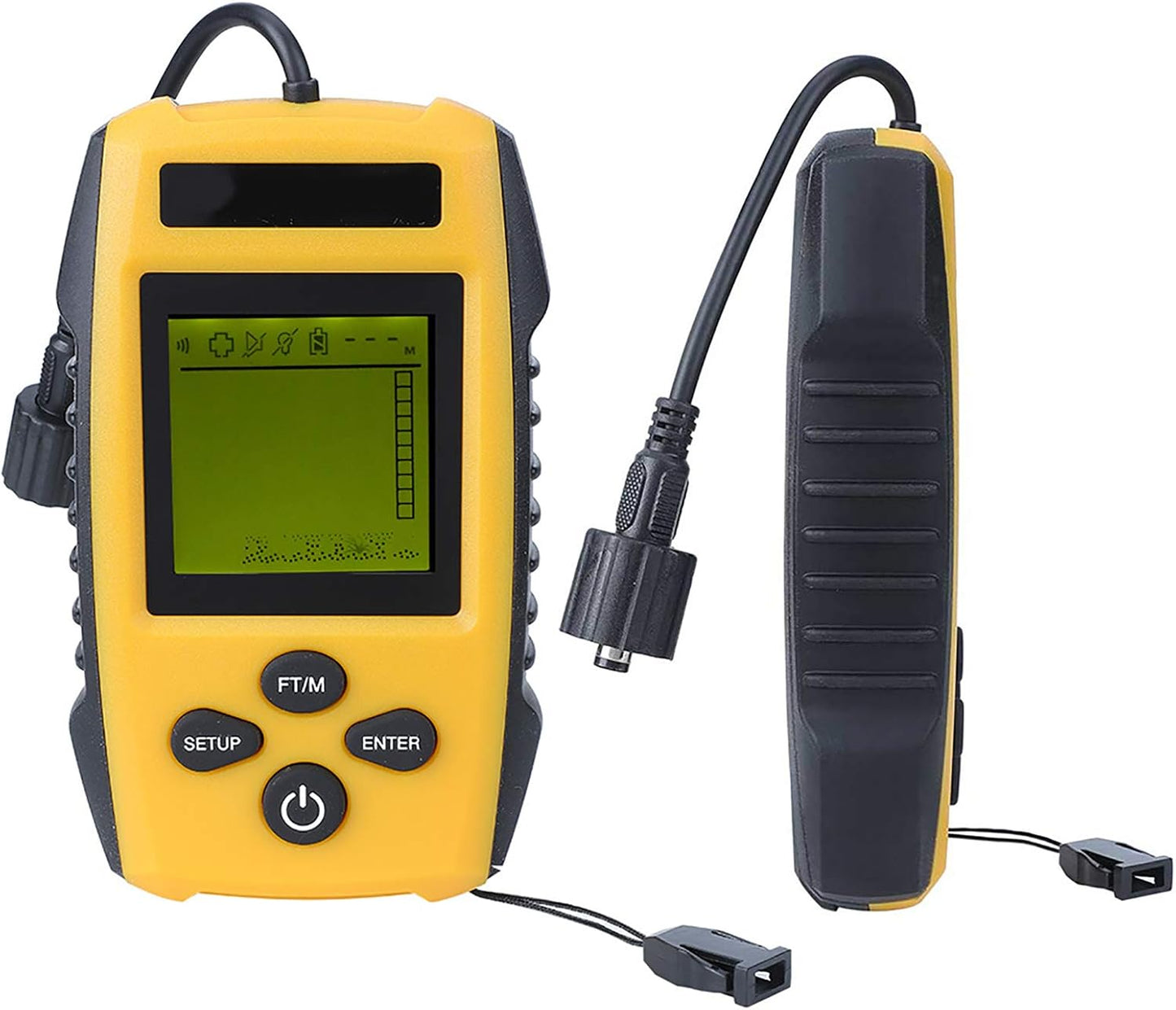 Fish Finder, Portable Fishing Kayak Fishfinder Handheld Fish Depth Finder with Sonar Sensor Transducer and LCD Display Fish Detector Device for Fishing