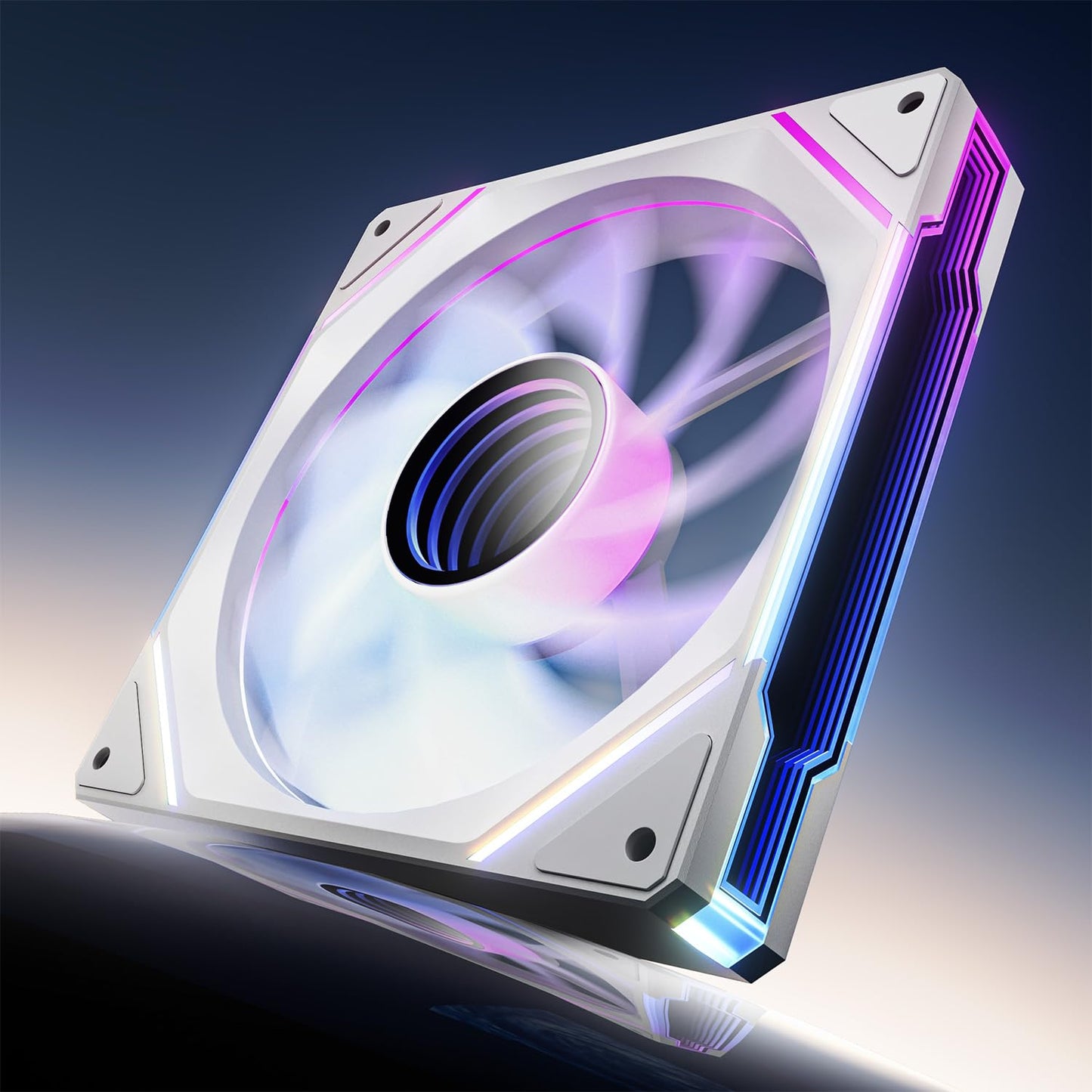 AsiaHorse AMICI-5GT RGB PC Fans, Infinity Mirror ARGB Fans HDB Bearing Fan Speeds Up to 1800 RPM with 24 LED Lights, Forward Blade Fan Compatible Motherboard Aura SYNC (Reverse Blade, 3_Pack_Black)