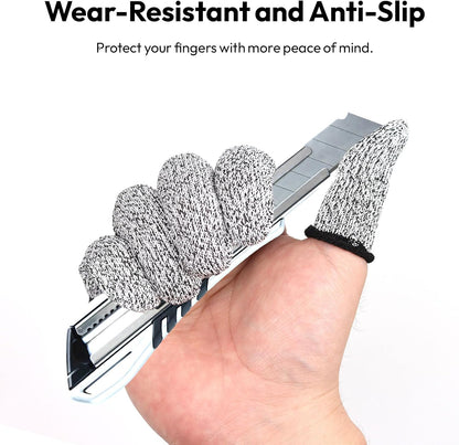 Finger Cots Cut Resistant Reusable Protector Finger Covers Finger Sleeves Finger Gloves Life Extender Thumb Protector for Kitchen, Work, Sculpture, Anti-Slip, DIP Working, Gardening (Grey) 20 PCS