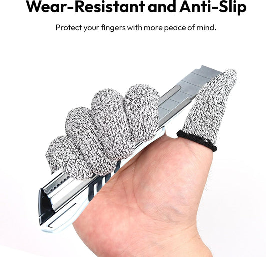 Finger Cots Cut Resistant Reusable Protector Finger Covers Finger Sleeves Finger Gloves Life Extender Thumb Protector for Kitchen, Work, Sculpture, Anti-Slip, DIP Working, Gardening (Grey) 20 PCS - PuriLite