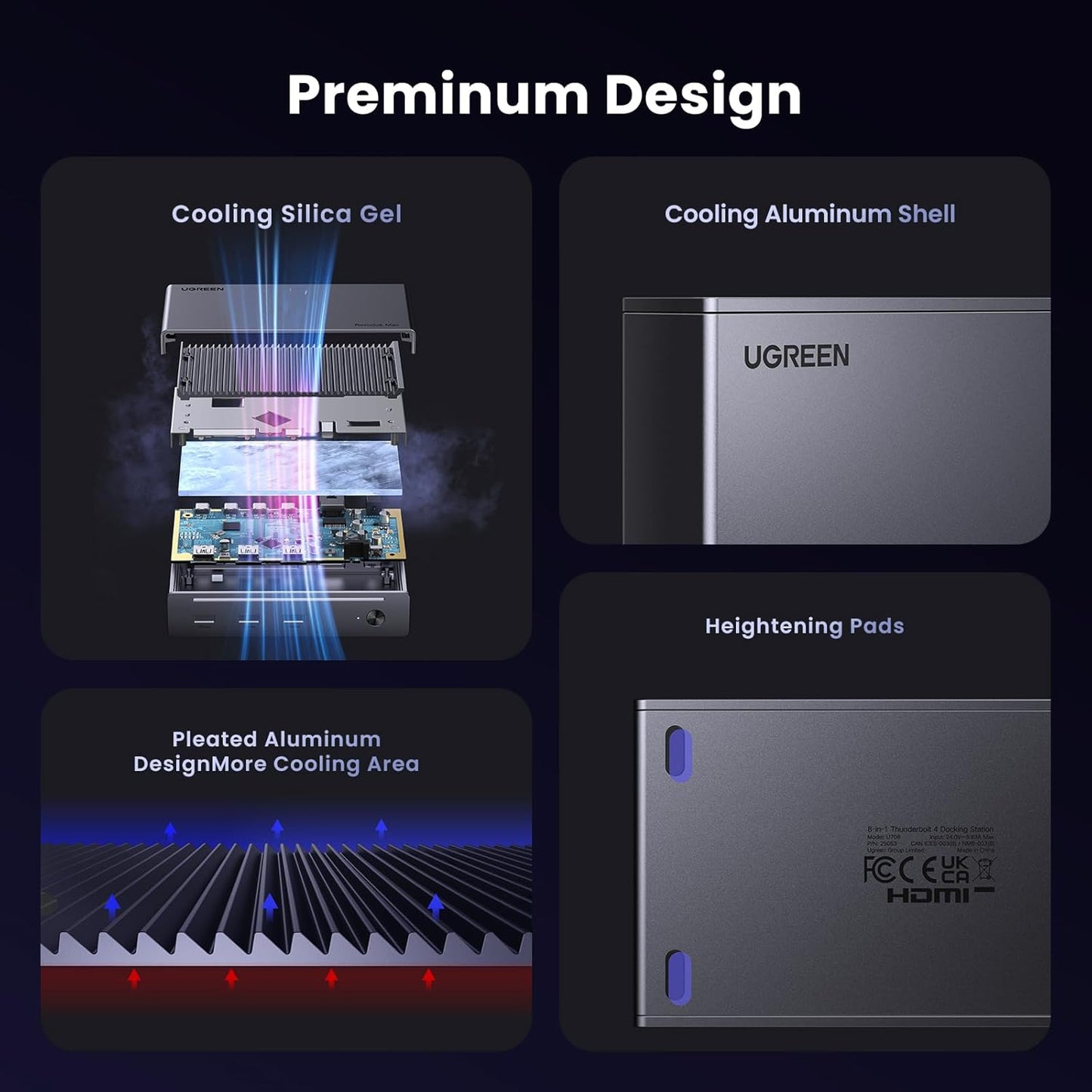 UGREEN Revodok Max 208 Thunderbolt 4 Dock, 40Gbps Thunderbolt 4 Hub Docking Station with Dual 4K@60Hz or Single 8K Display, 85W Charging, Gigabit Ethernet, 3X USB A 3.2 for MacBook Laptops