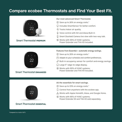 ecobee Smart Thermostat Essential - WiFi Thermostat, Energy Star Certified