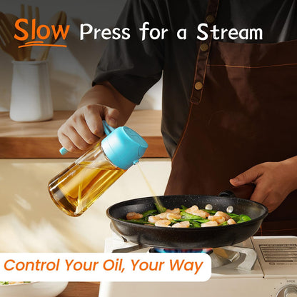 Purilite Select 470ml Glass Oil Sprayer &amp; Dispenser Bottle – 2-in-1 Flip Top