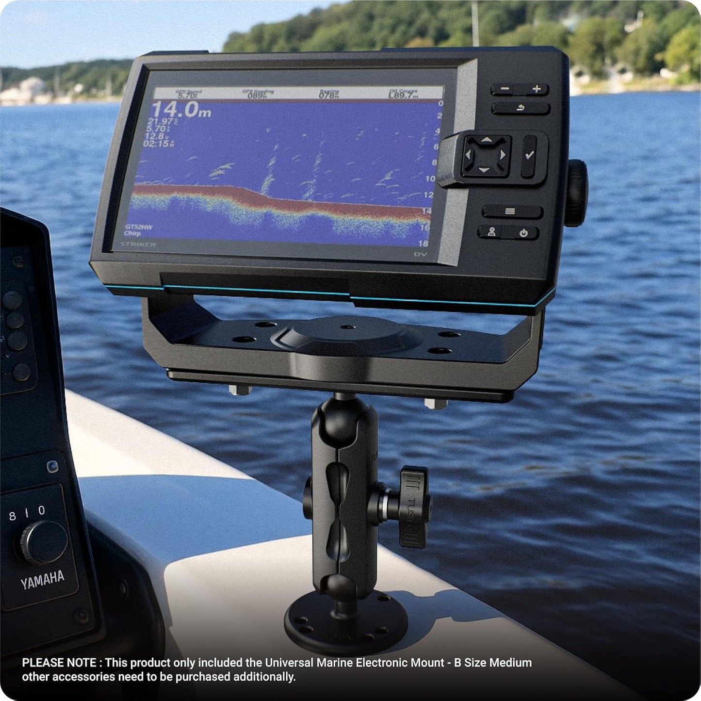 TUSITA Universal Marine Electronic Mount - B Size Medium, Aluminum Fish Finder Mount with 1" Ball for Boat, 360° Rotation, High Salt Water Resistant, Compatible with Garmin, Lowrance and More