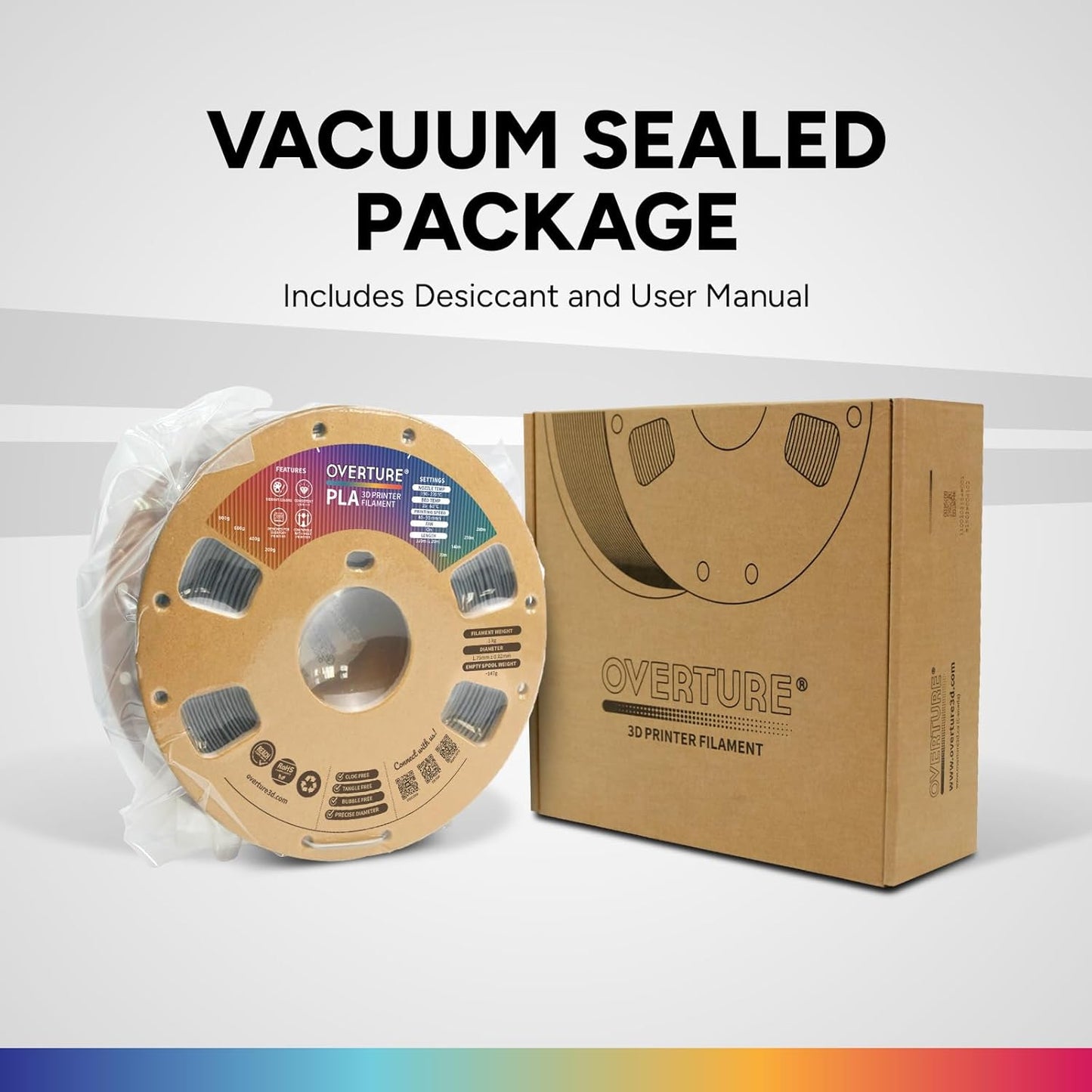 OVERTURE PLA Filament 1.75mm PLA 3D Printer Filament, 1kg Cardboard Spool (2.2lbs), Dimensional Accuracy +/- 0.02mm, Fit Most FDM Printer (Black 1-Pack)