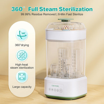 Electric Steam Baby Bottle Sterilizer and Dryer Compact Countertop