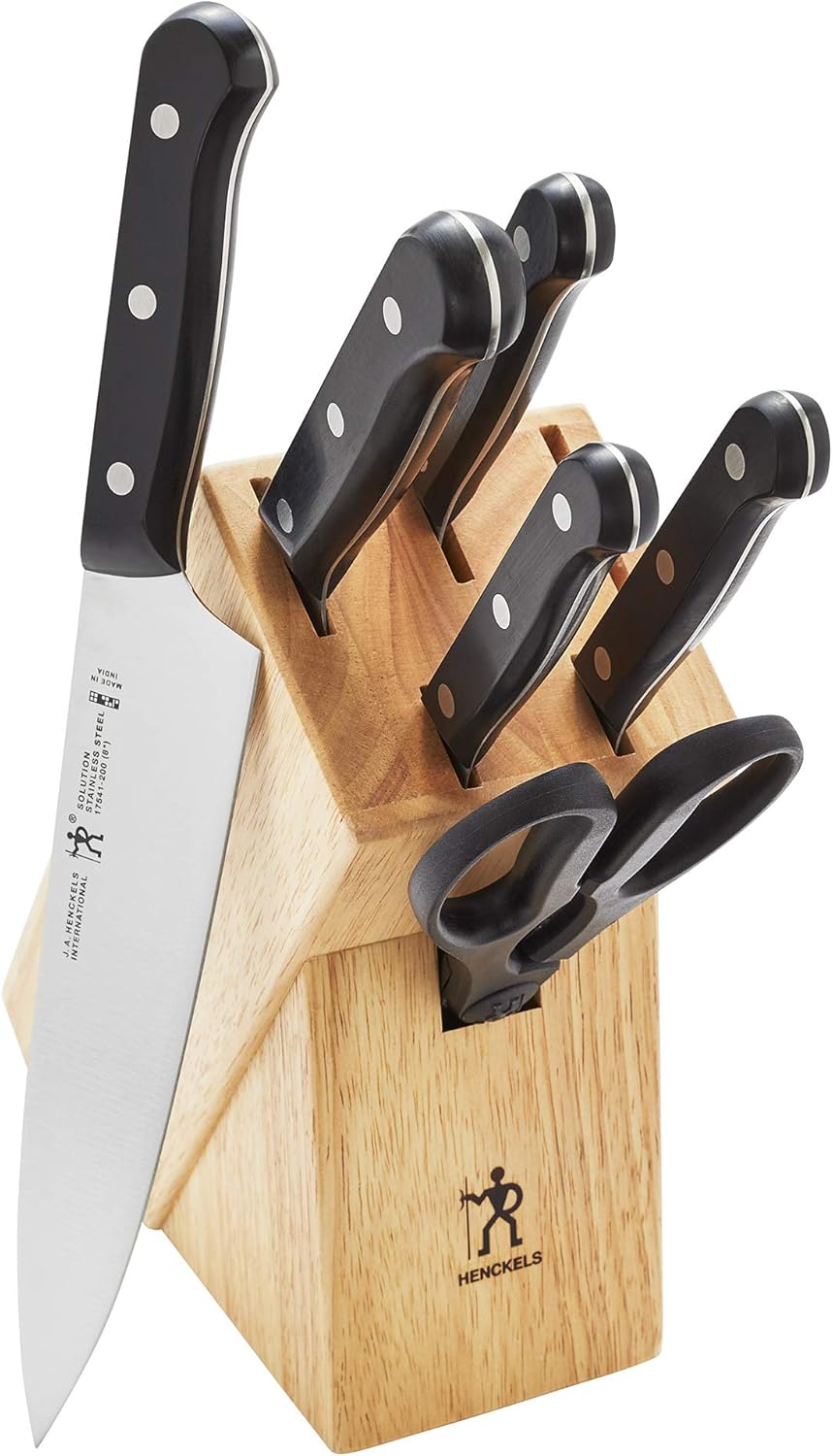 HENCKELS Solution Razor-Sharp 16-pc Self Sharpening Knife Block Set, Chef Knife, Bread Knife, Steak Knife, German Engineered Informed by 100+ Years of Mastery