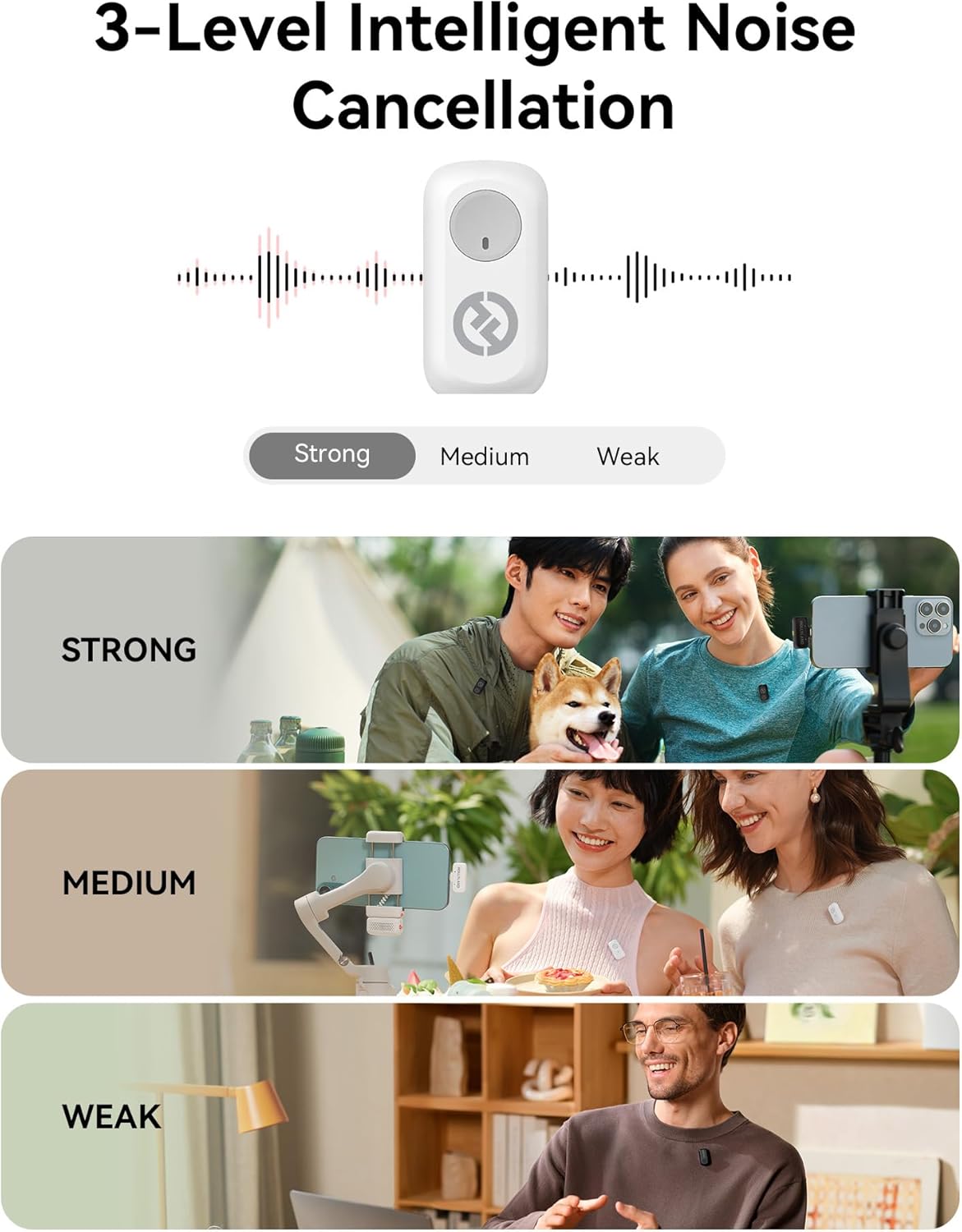 Hollyland Lark A1 Duo - Wireless Microphone USB C for iPhone 16/15 & Android (2TX + USB-C RX + Charging Case), Magnetic Mic for YouTube, TikTok, Podcast, Interviews (Black)