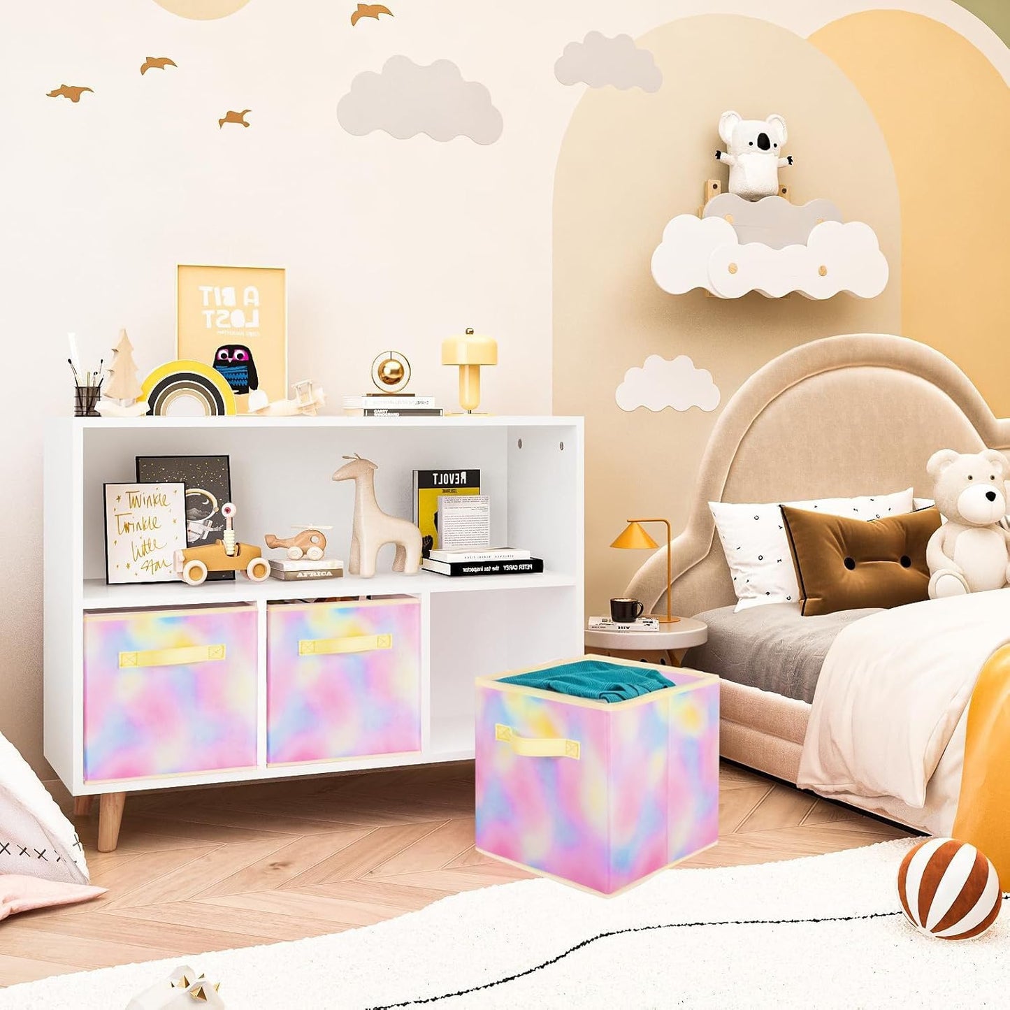 ShellKingdom Storage Bins, Foldable Fabric Storage Cubes And Cloth Organizer Drawer For Closet And Toys, 6 Pack (Lavender+Light Blue+Pink)