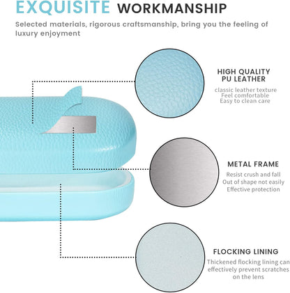 molshine Hard Shell Leather Sunglasses Case,Classic Large Glasses Case for Women Men,Sunglass Eyeglasses