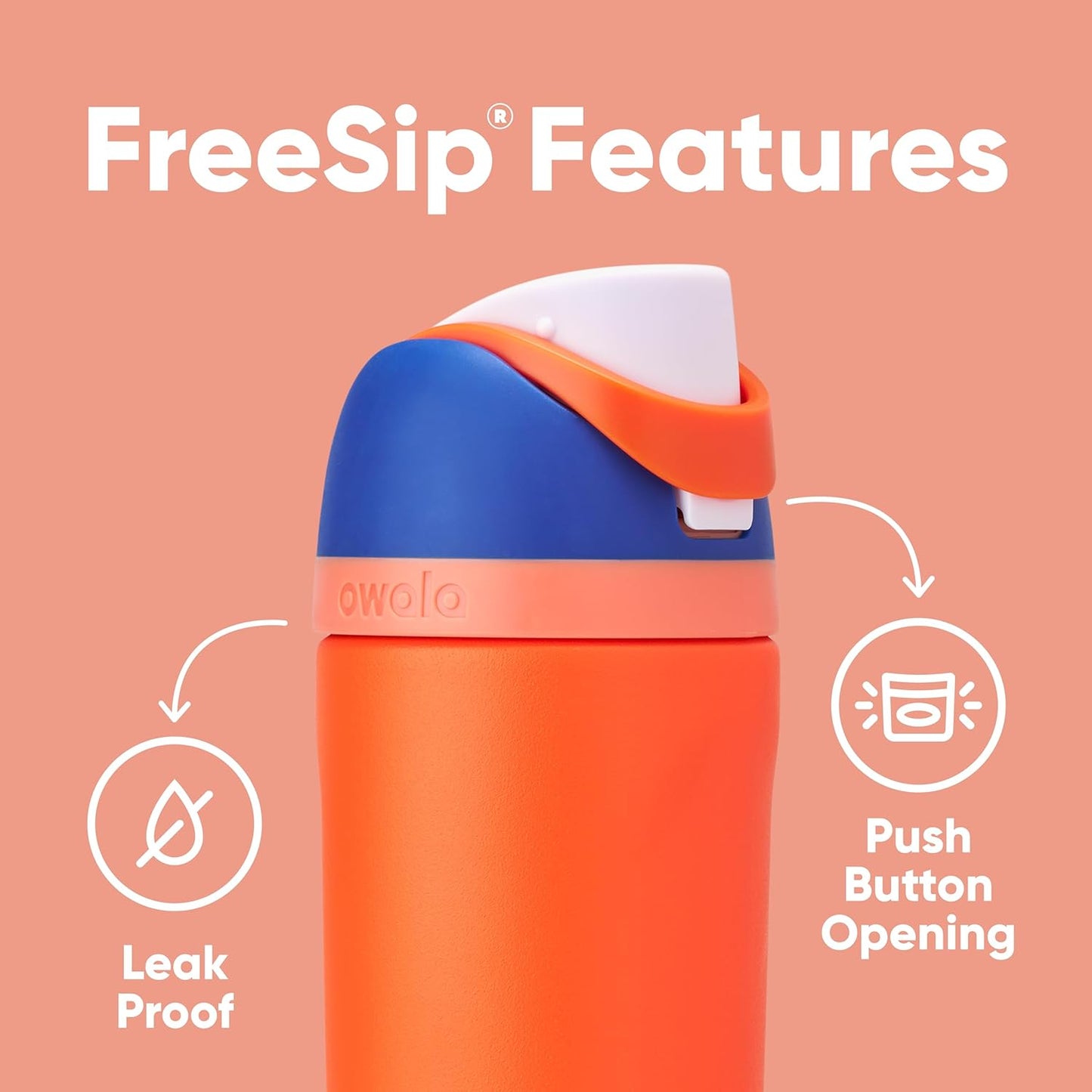 Owala Kids FreeSip Insulated Stainless Steel Water Bottle with Straw, BPA-Free Sports Water Bottle, Great for Travel, 16 oz, Celestial Sphere
