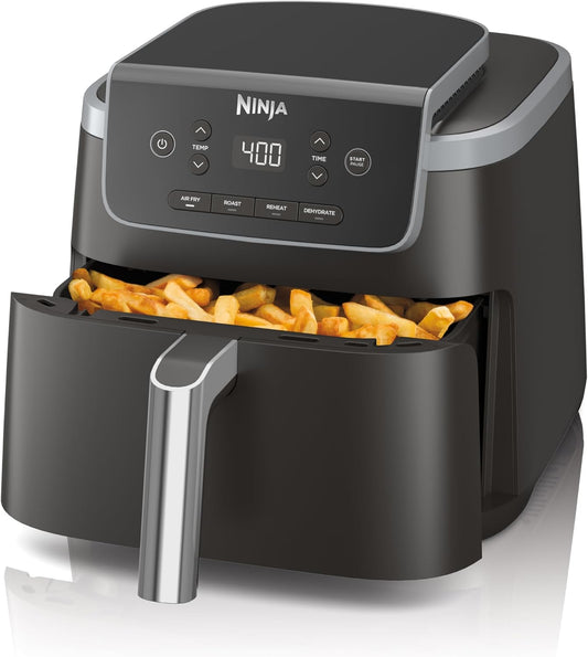 Ninja Air Fryer Pro 4in1, 5 QT (4.7 L) Capacity, Air Fry, Air Roast, Bake, Reheat, Dehydrate, Roast, Air Crisp Technology, Nonstick Basket & Crisper Plate, Grey, AF141C (Canadian Version) - PuriLite