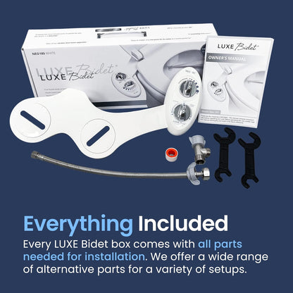 LUXE Bidet NEO 185 – Non-Electric Dual Nozzle Bidet Attachment for Toilet, Self-Cleaning, Adjustable Water Pressure with Rear & Feminine Wash (White) - PuriLite