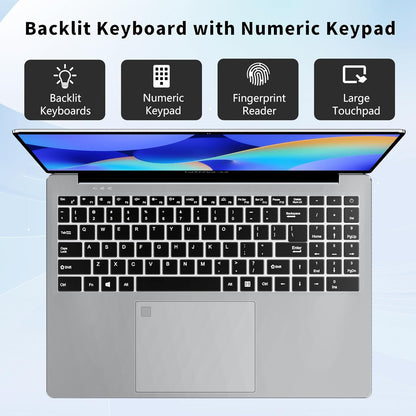 16 Inch Gaming Laptop, Laptop Computer 2025 Windows 11 Pro, 16GB RAM 512GB SSD, Intel 12th Gen N95 Processor(up to 3.4GHz), Backlit Keyboard, Fingerprint Unlock, FHD 1920 * 1200